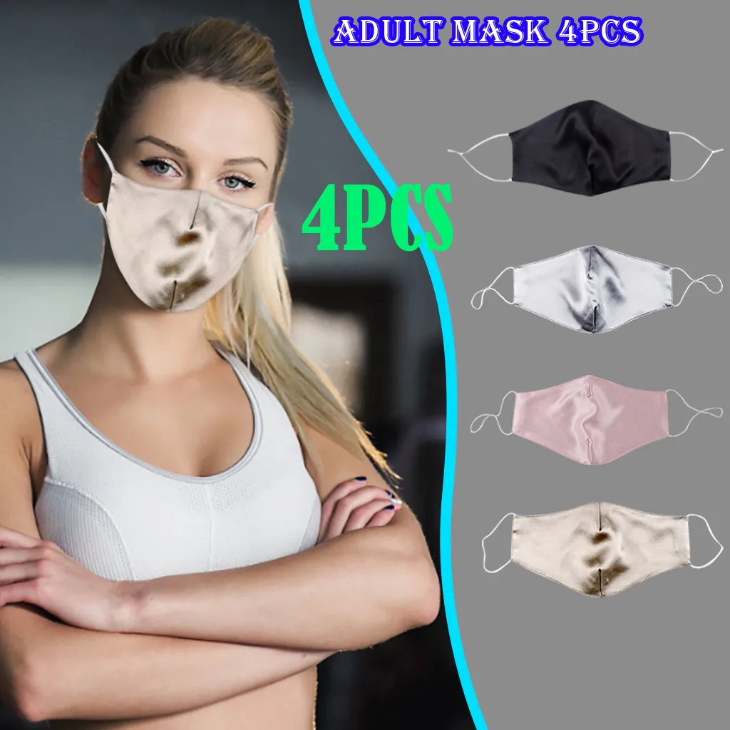 4 pçs homem e mulher verão ultra-fino dupla camada máscara facial cetim alças ajustáveis moda 2020 máscaras reutilizáveis facemask 821