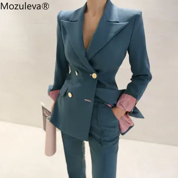 

Mozuleva Fashion Work Pant Suits Women Slim Blazer Jacket &Ankle-length Pants OL Style Female Suits 2 Pieces Set Blazer Suit Set