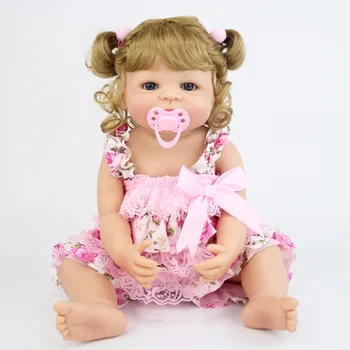 

55cm Full Silicone Vinyl Reborn Doll Princess Realistic Newborn Baby Bebe Alive Toy Birthday Gift Girls Play House Bathe Toy