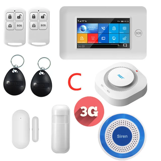 C PGST 3g wifi Беспроводная умная домашняя охранная сигнализация с полным сенсорным хостом приложение-будильник управление SMS сигнализация - Цвет: C