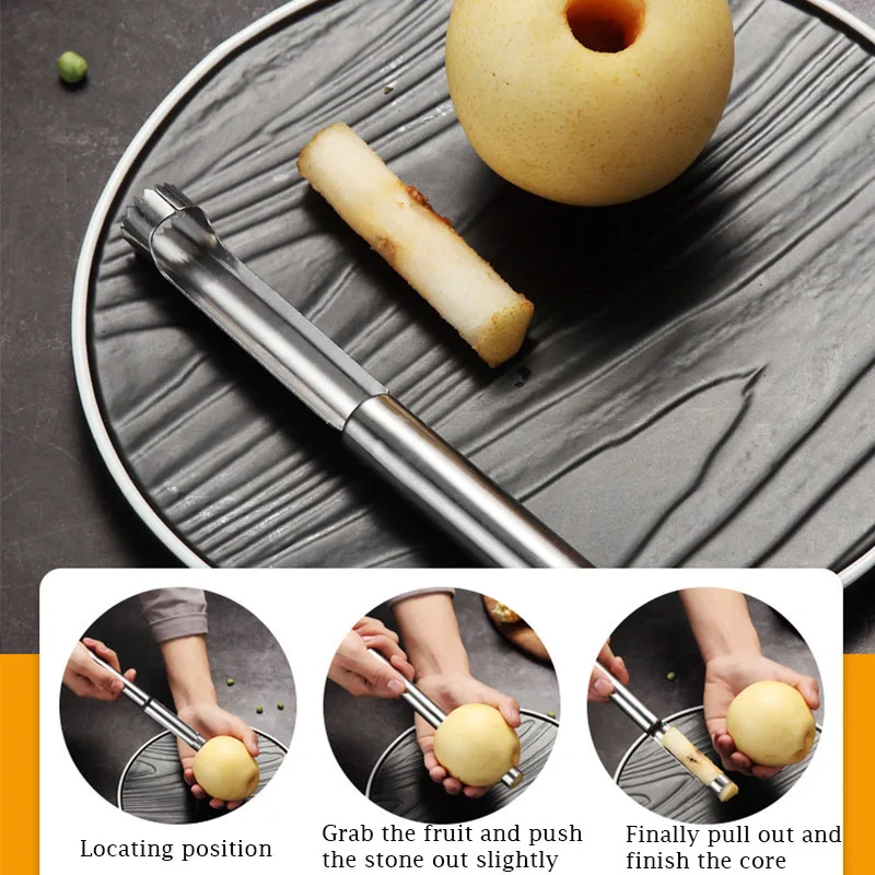 1Pcs Stainless Steel Twist Fruit Core Separator Seed Remover Hawthorn Jujube Pear Apple Corers Seeder Kitchen Gadgets Tools
