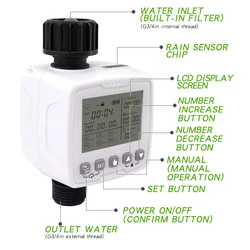 Sprinkler de água automática display lcd rega sistema controlador temporizador irrigação com 6 programas de tempo separado temporizador água
