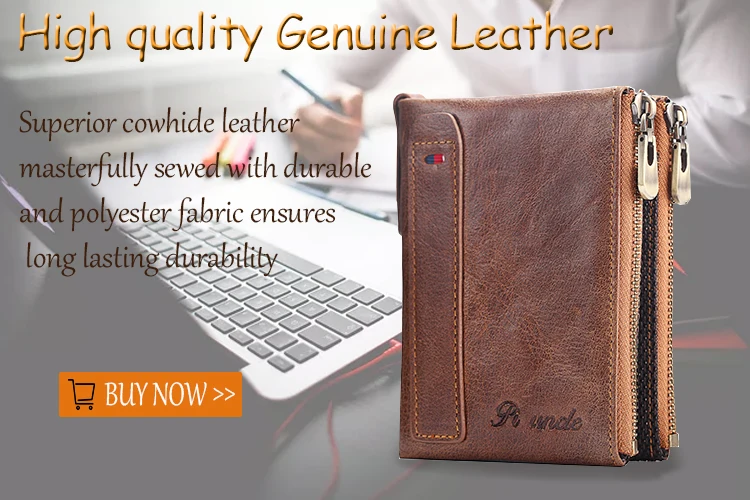 Genuine Leather Men Rfid Thin Wallet Men Card Holder Coin Short Purse Small Male Money Bag Quality Men Mini Case Clutch Bags New
