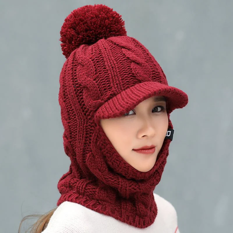 Winter Hat Women girl Warm Skullies Beanies Hat Face Neck Protection Balaclava Mask Gorras Bonnet Knitted Hat Ski Cap