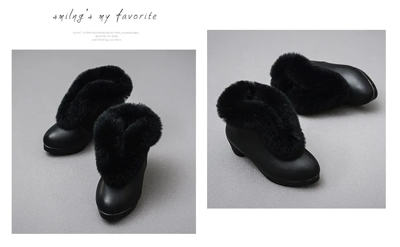 Г. Зимние сапоги на кроличьем меху для маленьких девочек на высоком каблуке ботинки принцессы изысканные детские ботинки с меховым воротником