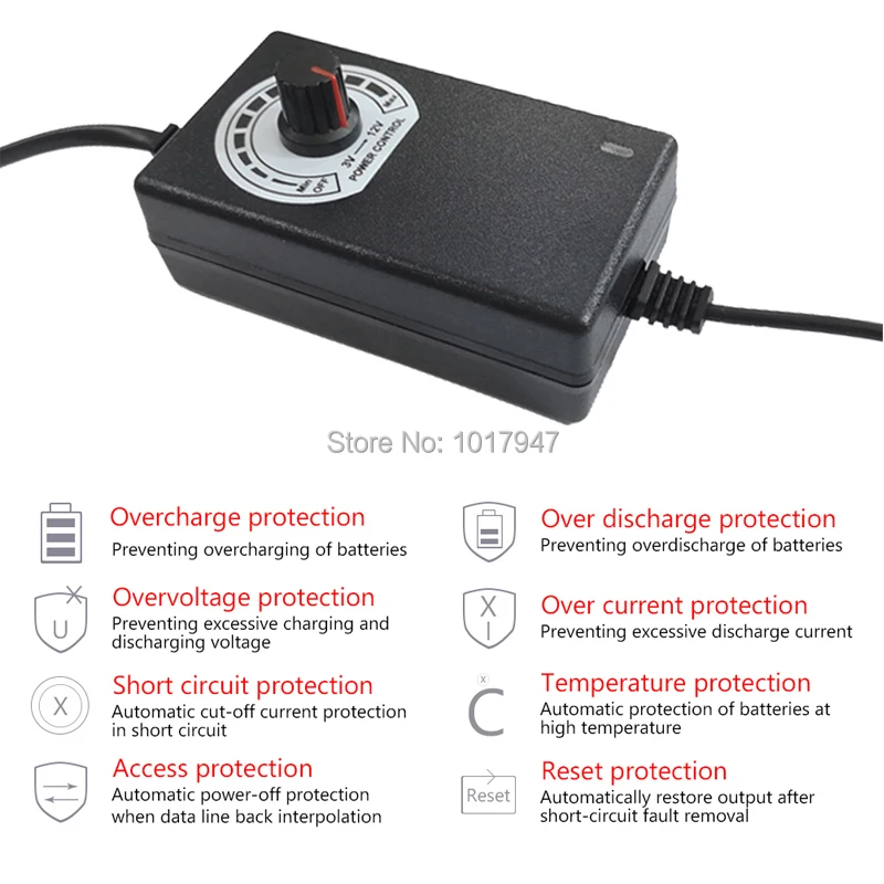 Gdstime 24W 2A 3 V-12 V AC DC адаптер с регулируемой мощностью США штекер питания адаптер мотор контроль скорости части для монитора светодиодный свет