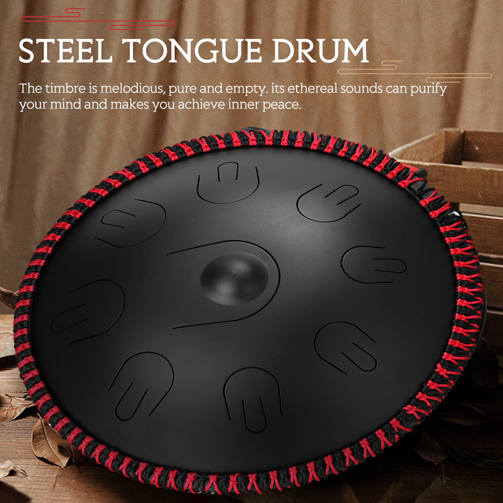 16 inch 9-Tone D Minor tones Steel Tongue Drum Hand Pan Drums with Drumsticks Percussion Drummers Musical Instruments percussion