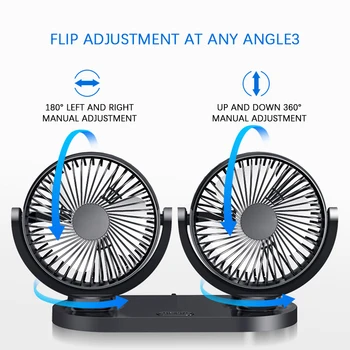 

12V/24V Dual-head Refrigeration Black Car Fan Large Truck Strong Silent Wind Power Car Interior Cool Car Electric Fan Ventilador