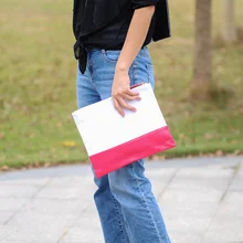 2 шт двухтонный розовый холщовый клатч-комбо,, кожаный мешочек с застежкой-молнией в 3 цветах DOM109317