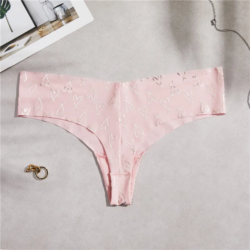 Pink thong Женские бесшовные трусики-танга Fervour Pe, бесшовные трусики-танга с принтом в виде букв PINK, с низкой талией, размеры M/L - Цвет: Pink thong