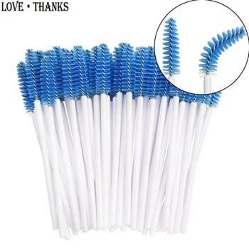 

500pcs/lot Disposable Blue Eyelash Brush Comb Mascara Wands Eye Lashes Extension Individual Applicator Eye Beauty Makeup Tools