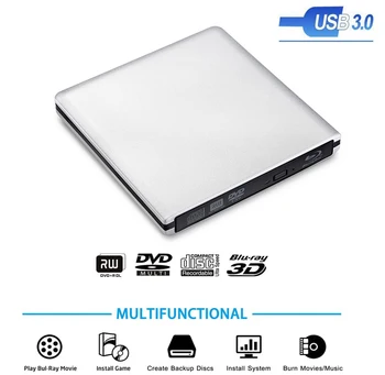 External USB3.0 Blu-Ray Reader Bluray Burner and Writer 3D BD-ROM Optical DVD Recorder BD-RE Bluray Play for Laptop/Desktop 2
