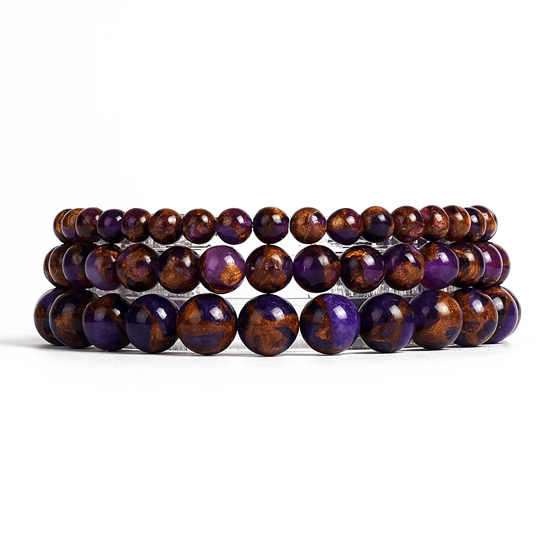 

Nature Purple Cloisonne Beads Bracelets for Women Natural Energy Stone Reiki Yoga Bracelets Men Fashion Healing Jewelry Pulseras