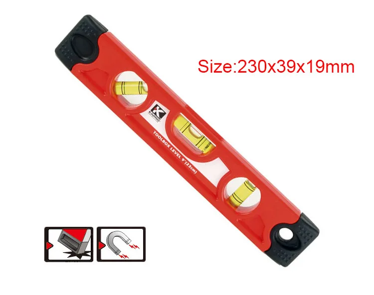 KAPRO Magnetic Spirit Level Ruler Mini Portable Torpedo Water Level Indicator Triple Bubble Measurement Tool Triple Bubble 23cm (1)