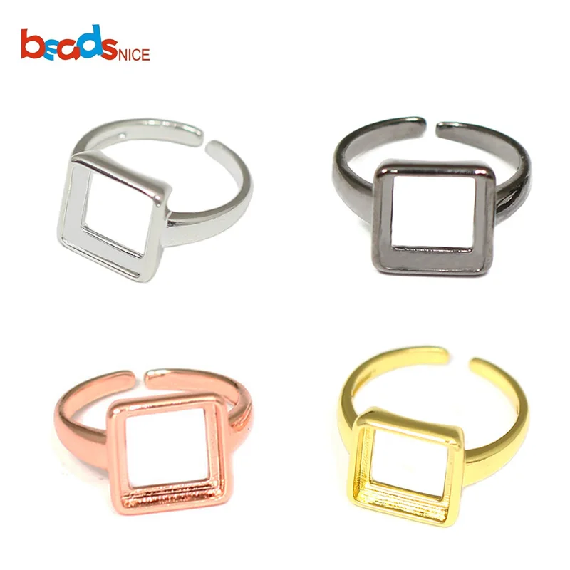 

Beadsnice ID25009smt2 Brass Adjustable Ring Settings Square Ring Blanks for DIY Jewelry Making Wholesale Jewelry Ring Base