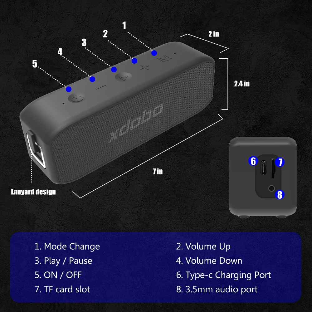 US $17.71 - 29.23 Xdobo Wing 2020 Mini Portable Bluetooth Speaker TWS Hifi Sport Music Sound Box Wireless Super Bass Stereo Waterproof Soundbar