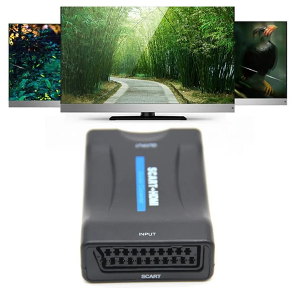 1080P SCART К HDMI видео аудио высококлассный конвертер адаптер для HD tv DVD для Sky Box STB Plug and Play с кабелем постоянного тока