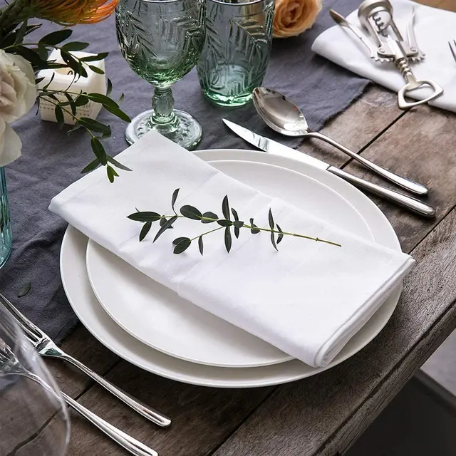 12PC 45x45cm RESTAURANT DINNER CLOTH LINEN WHITE 45x45cm PREMIUM HÔLE NOUVEAU NAPKINS 6