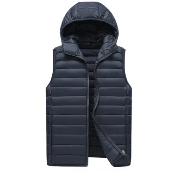 

Winter Vest Plus Size Mens Lightweight Jacket Down Coat Vest Warm Waterproof Overcoat Hooded Waistcoat Vest