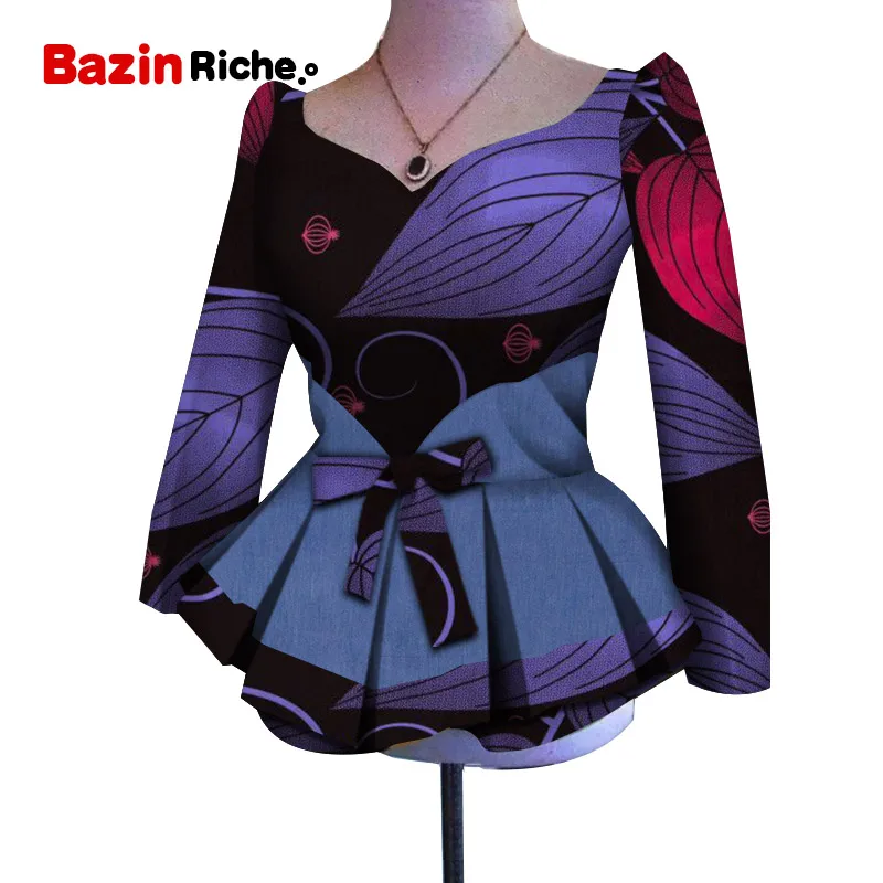 Модная Новая африканская Дашики женская одежда Bazin Riche модные элегантные многослойные рубашки Анкара африканские женские топы WY5092