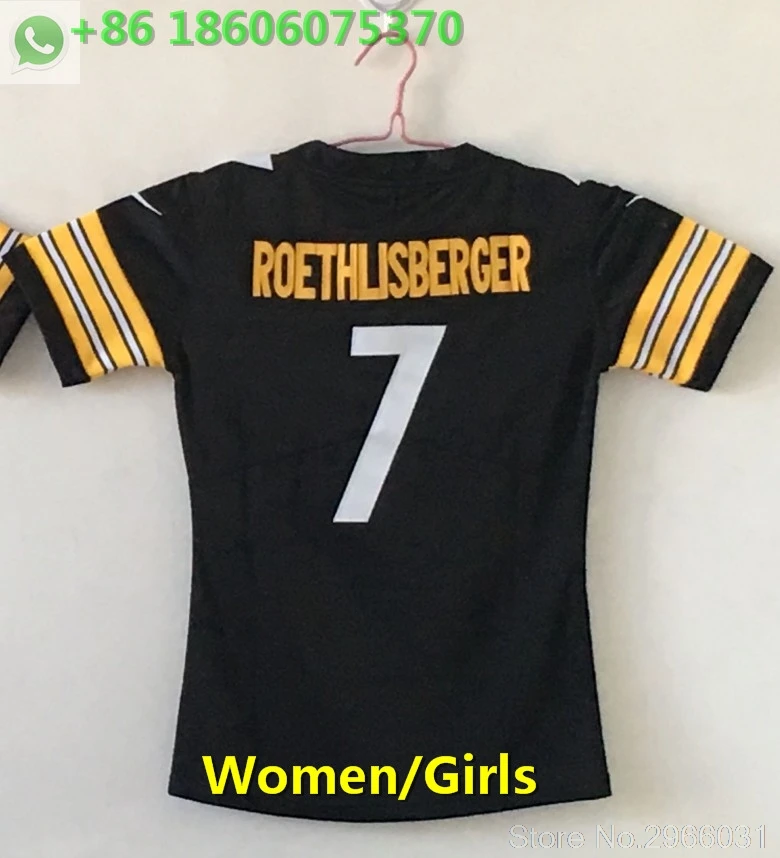 A+++ качество для женщин ben roethlisberger 7 Le'Veon Bell 26 Antonio коричневый 84 T.J. Ватт 90 Джерси Питтсбург - Цвет: for women