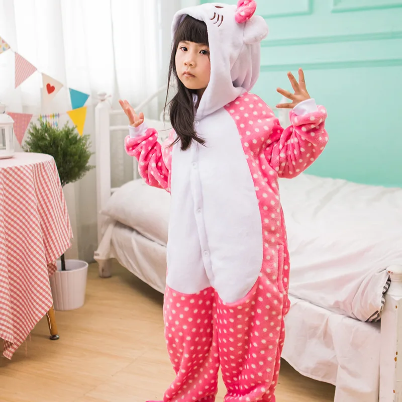 Kids Boy Girl Bow Cat Costume Kigurumi Cartoon Animal Halloween Fancy Children Cosplay Dress Pajama Kids Boy Girl Bow Cat Costume Kigurumi Cartoon Animal Halloween Fancy Children Cosplay Dress Pajama