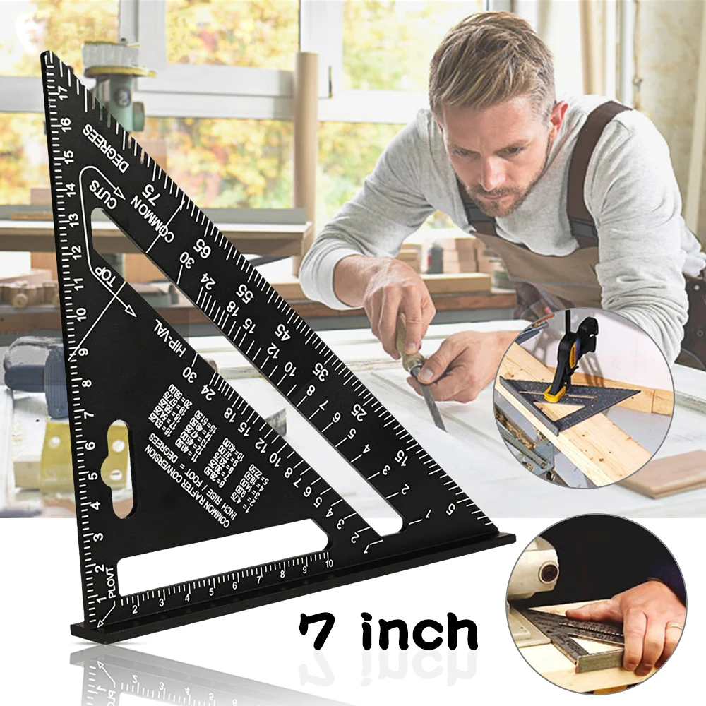 Triangle Ruler 7inch Aluminum Alloy Angle Protractor Speed Metric Square Measuring Ruler For Building Framing Tools Gauges