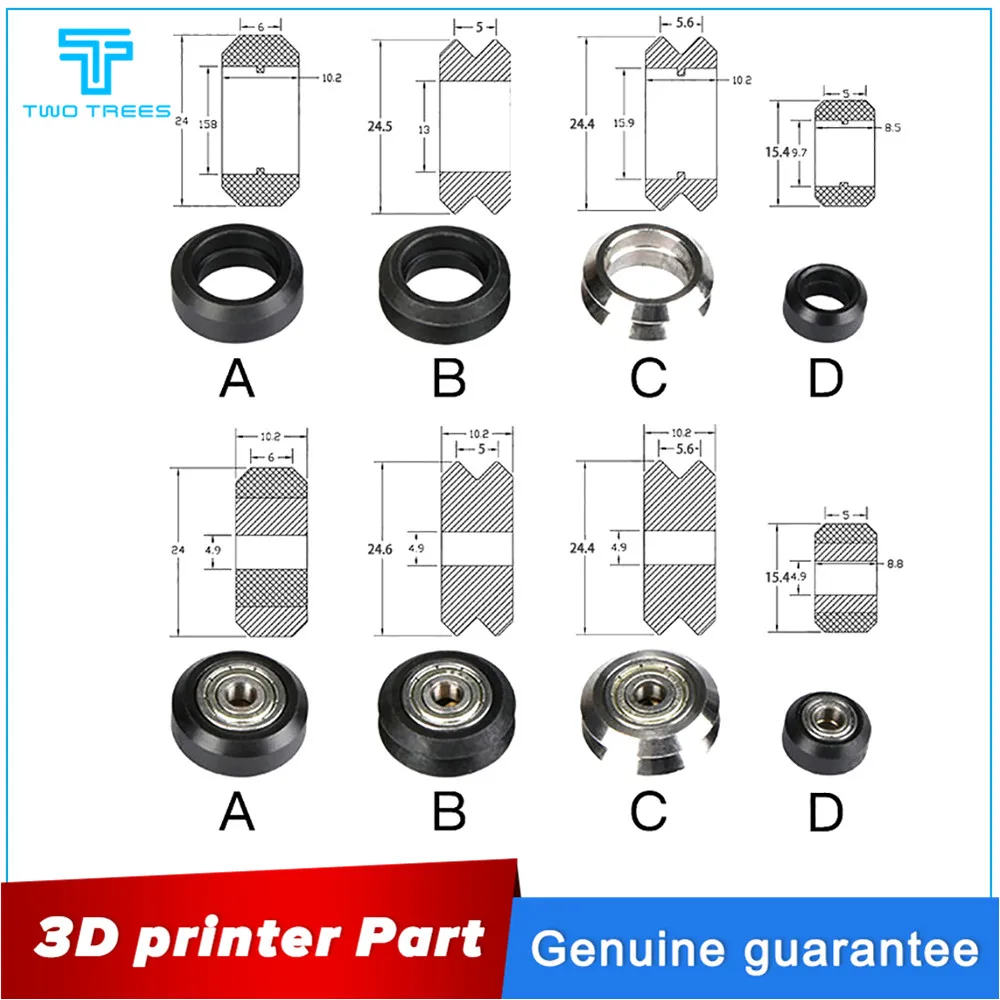 

5pcs CNC Openbuilds Wheels Plastic POM Small&Big Passive Round wheel perlin wheel & V-type for V-Slot C-Beam 3d printer parts