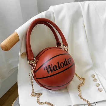 

2020 New Fashion Women's handbag basketball shape Ladies PU leather crossbody with chain small hand bag
