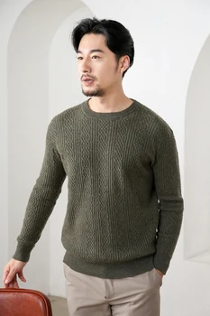 

Cashmere sweater men's cashmere round collar wool sweater winter thick warm sweater sweater striped loose sweater