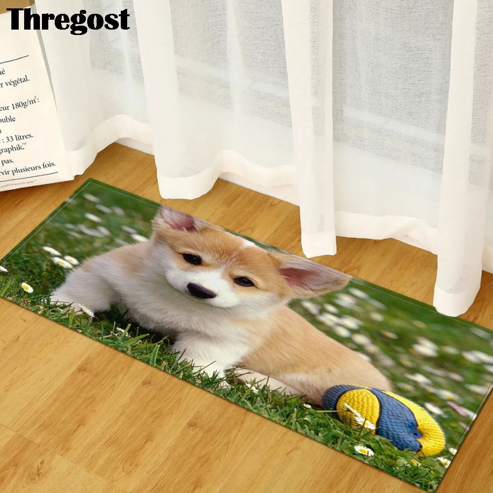 Thregost для дома, спальни, длинный пол, ковер, Рождественский Декор, 3D рисунок с животными, коврики из микрофибры, противоскользящие, кухонные коврики, коврик в прихожую