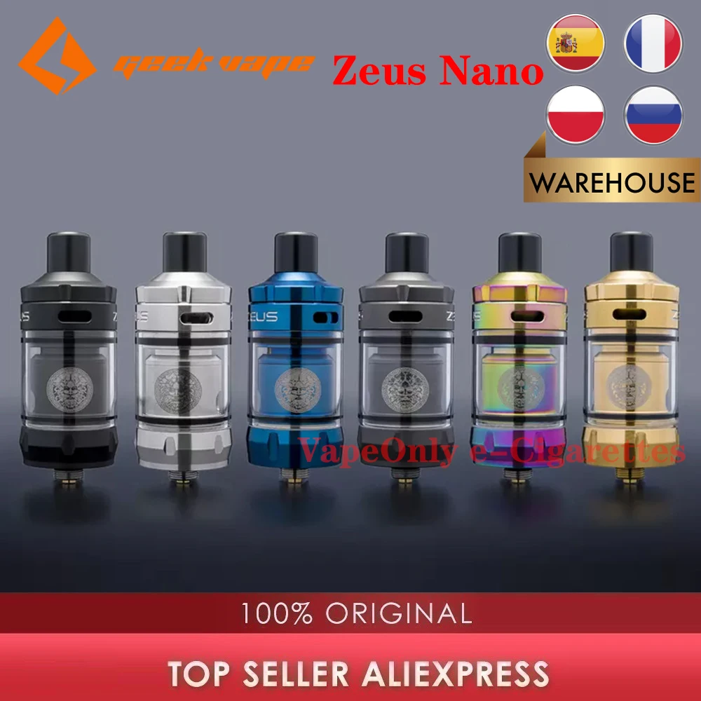 Оригинальный Zeus Nano бак 3 5 мл/2 мл Ёмкость & 0.4ohm /0.6ohm катушки 510 дрип тип MTL/ДТЛ