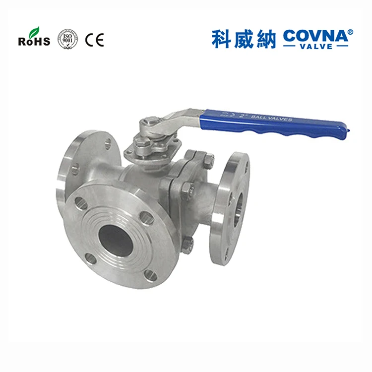 4 inch ANSI Flange 3 Ways Manual Ball Valve Stainless Steel 304 150LB PTFE Sealing with 3PCS of Flanged Pieces free shipping