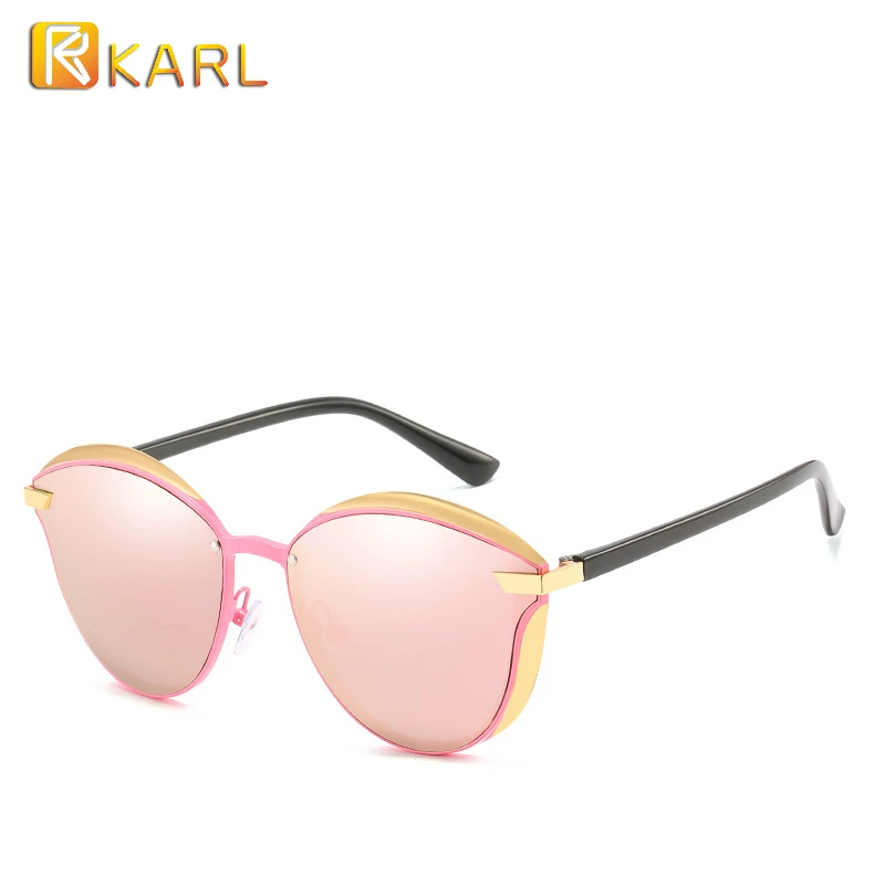 KARL Brand Round Oversized Sunglasses Women Polarized Mirror for Ladies Driving Sun Glasses Vintage Female Shades with Box