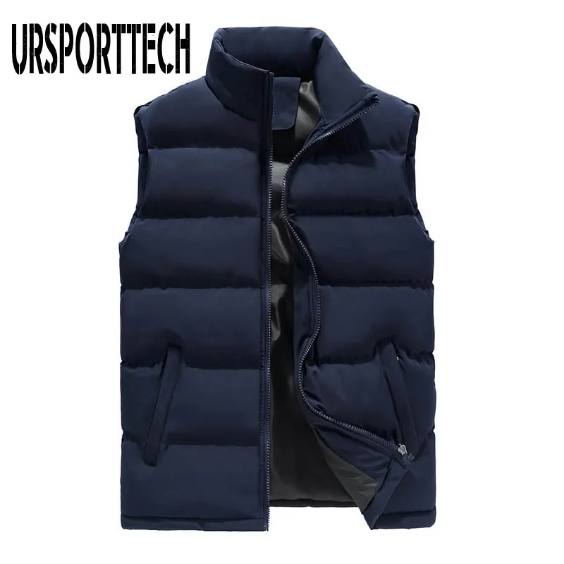1986 blue Бренд URSPORTTECH, мужской жилет, стильный, теплая куртка без рукавов, мужской зимний жилет, мужской жилет, повседневное пальто для мужчин размера плюс 6XL - Цвет: 1986 blue