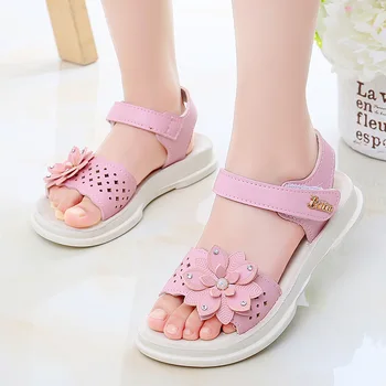 

Baby Girl Children Leather Sandals New Sandals Kids Summer Girls Shoes Flower Child Sandals Purple &Pink Beach Shoes Girls 2020