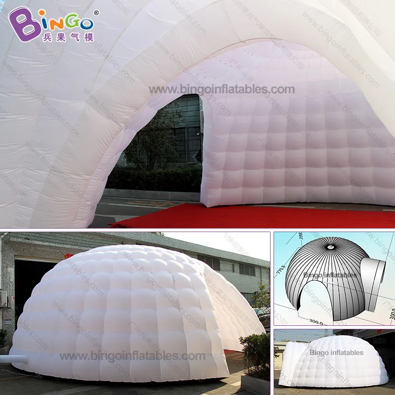 Рекламный Тип 8,2x7,7x4 mH надувной белый igloo палатка на заказ купол с 2 окнами