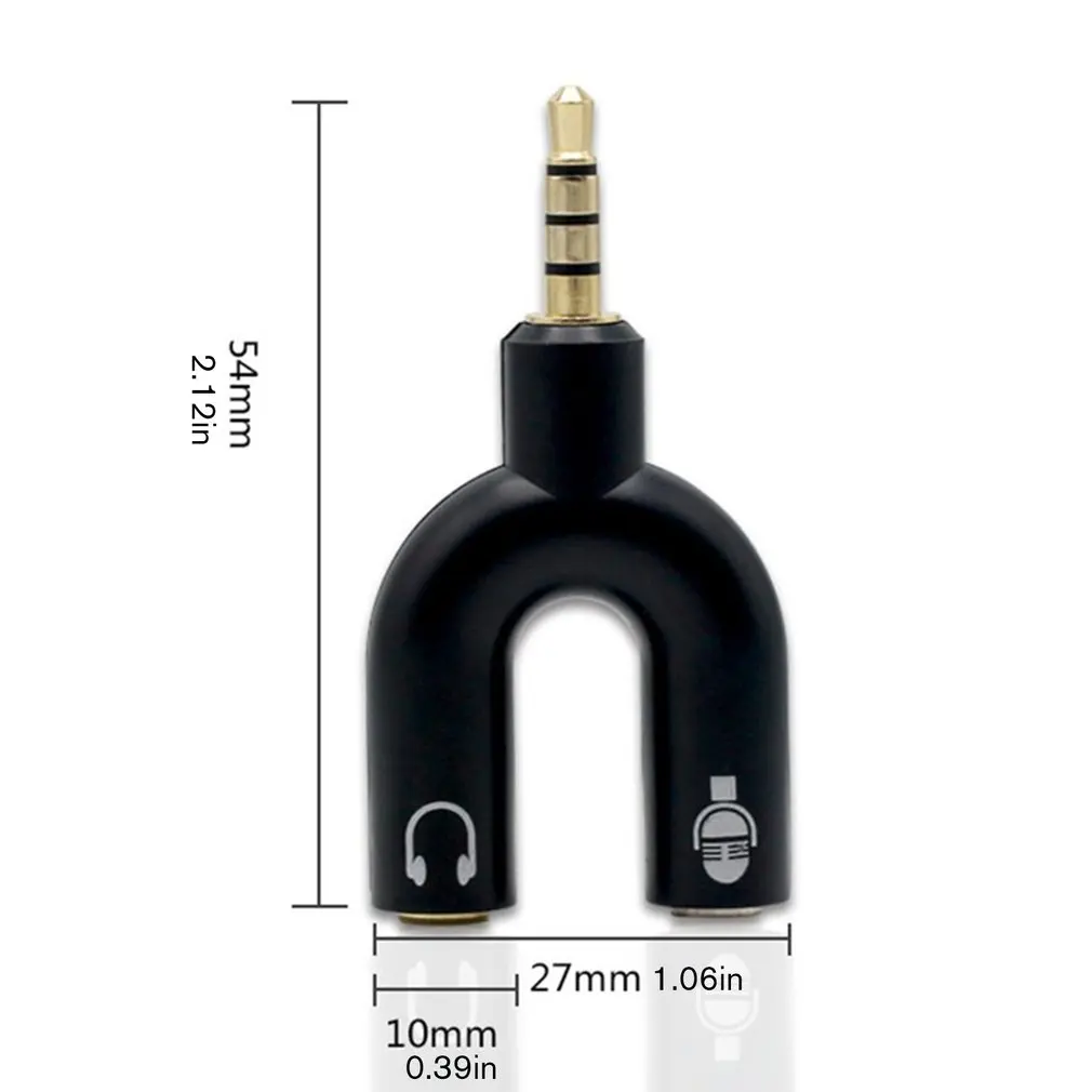 3.5mm Splitter Stereo Plug U-shape Stereo Audio Mic & Headphone Earphone Splitter Adapters for PS4 PC Laptop Ear Headset