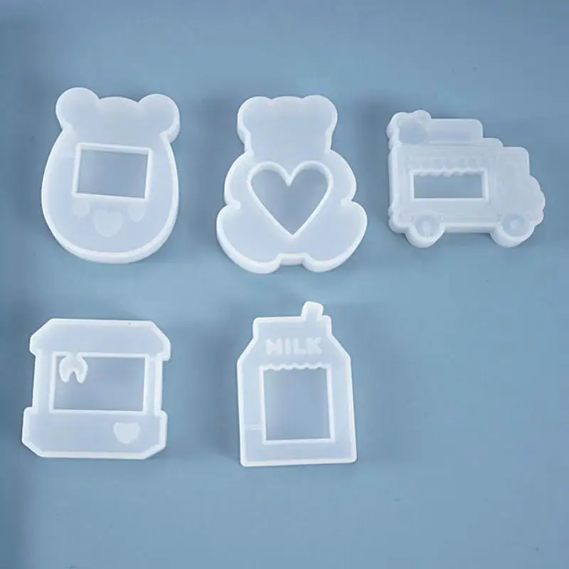 DIY Shaker Molds Bear Toy Machine Silicone Mold Handmade Resin Jewelry Milk Box Cute Car Charms