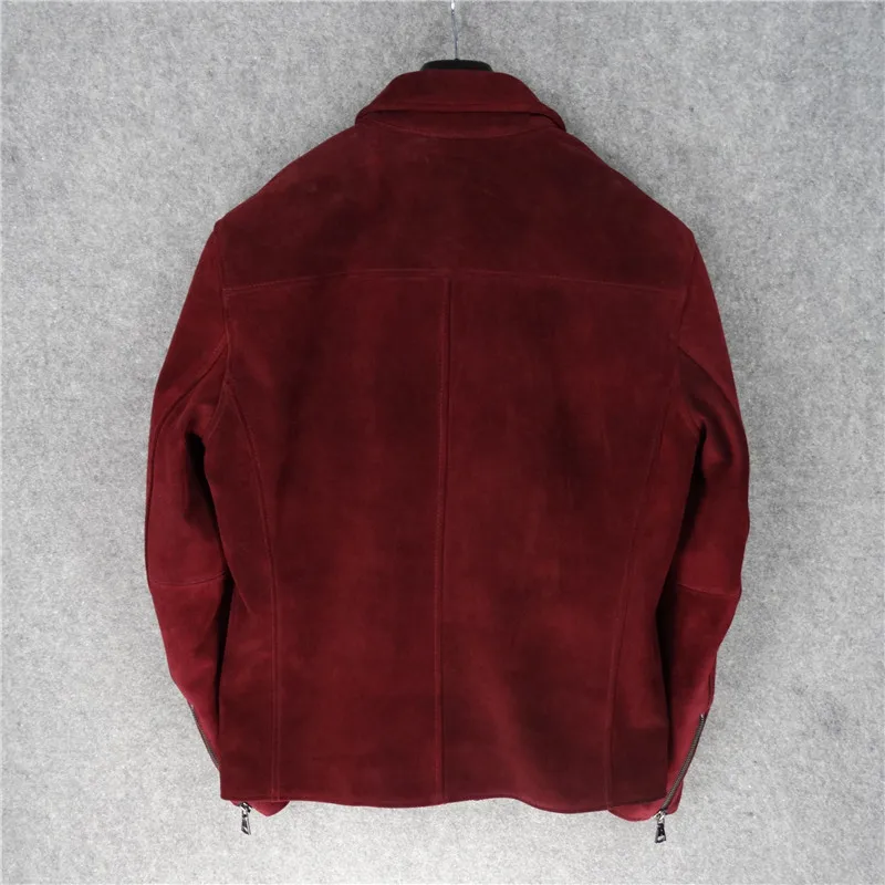

2020 Red Men Italy Style Slim Fit Leather Jacket Plus Size XXXL Genuine Thick Cowhide Autumn Short Fashion Natural Leather Coat