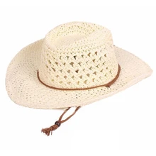 Сетчатая соломенная шляпа унисекс с широкими полями, летняя пляжная шляпа для путешествий, мягкая и дышащая винтажная и модная ковбойская соломенная шляпа