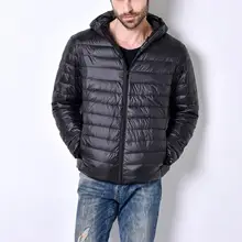 Ультра-светильник с капюшоном, белый утиный пух, мужская куртка, теплая куртка, Мужская куртка, Прямая поставка