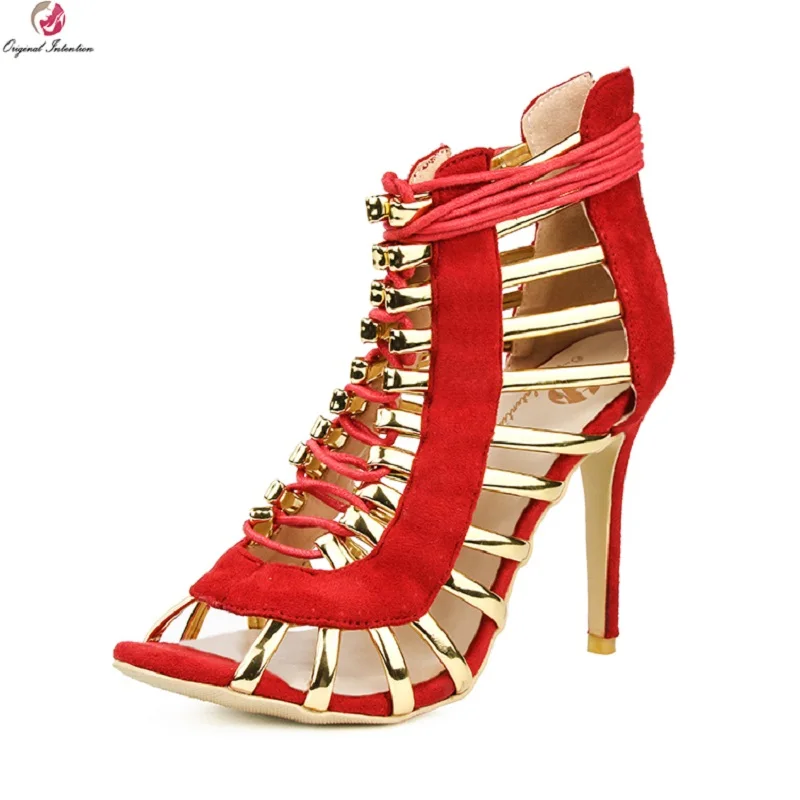 Original Intention Super Sexy Women Sandals Fashion Open Toe Thin High Heels Fashion Black Red