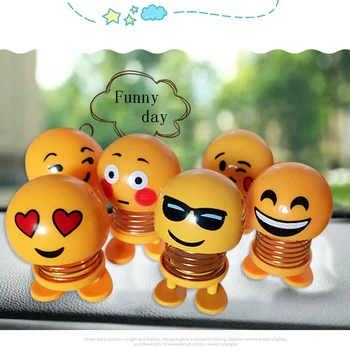 

Shaking head expression pack Huangren spring shaking head little doll Car smiley face Christmas car accessories