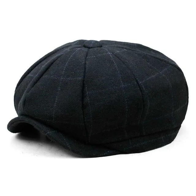 Black plaid Peaky Blinders, мужские береты, шапка, осень, новая, винтажная, с узором в елочку, восьмиугольная шапка Wo, мужская, повседневная, тыква, шапка в стиле Гэтсби, плоская, берет, шапки - Цвет: Black plaid