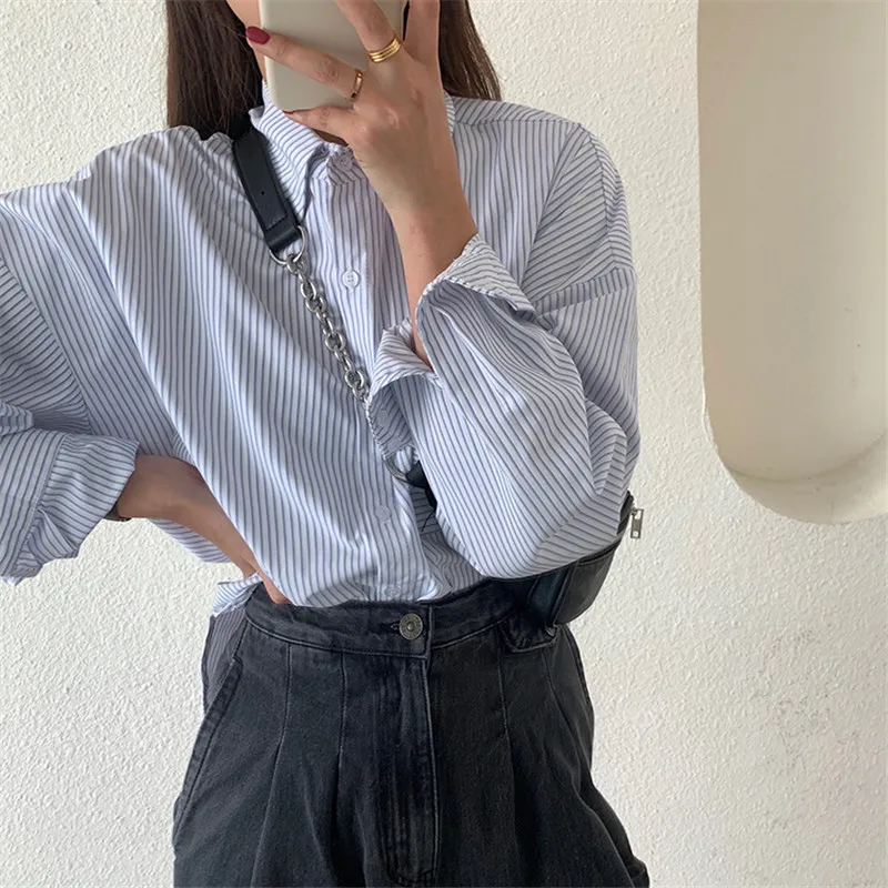 

HziriP Basic Striped Tops Fashion Elegant OL Women Blouses Plus Size Long Sleeve New Office Lady Shirts Casual Blusas