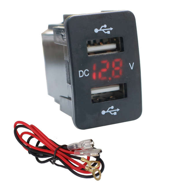 Universal Car Dual USB Charger With Digital Voltmeter Display Chargers For Mobile Phone Tablet GPS Adapter For Honda
