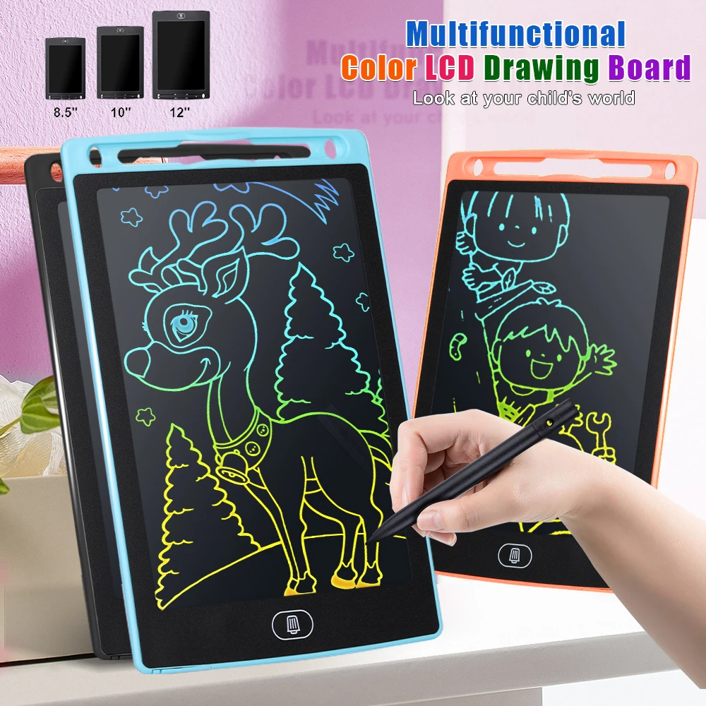 LCD Writing Tablet, 2 Packs Drawing Pads for Kids 3 4 5 6 Years Old 8.5  Inch Colorful Lines Doodle Scribble Boards Educational Toys for Boys Girls