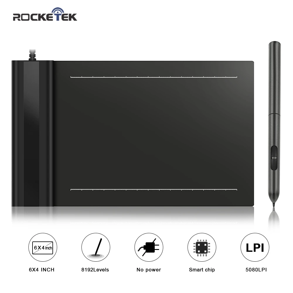 Rocketek цифровые планшеты 6X4 дюймов USB Графический графический планшет OSU игровой планшет без батареи подарок для начинающих детей