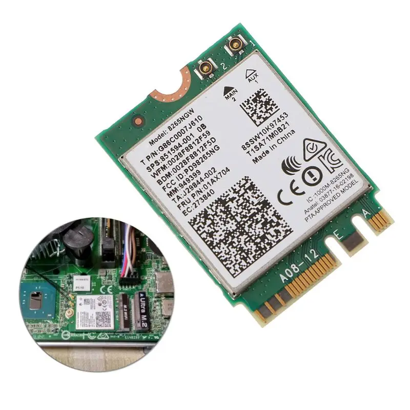 Двухдиапазонная 2,4/5 ГГц Беспроводная NGFF Wifi карта для Intel 8265 AC AC8265 8265NGW M.2 Прямая поставка